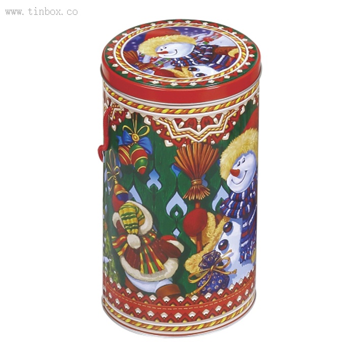round chocolate tin box with rope handle round chocolate tin box with rope handle