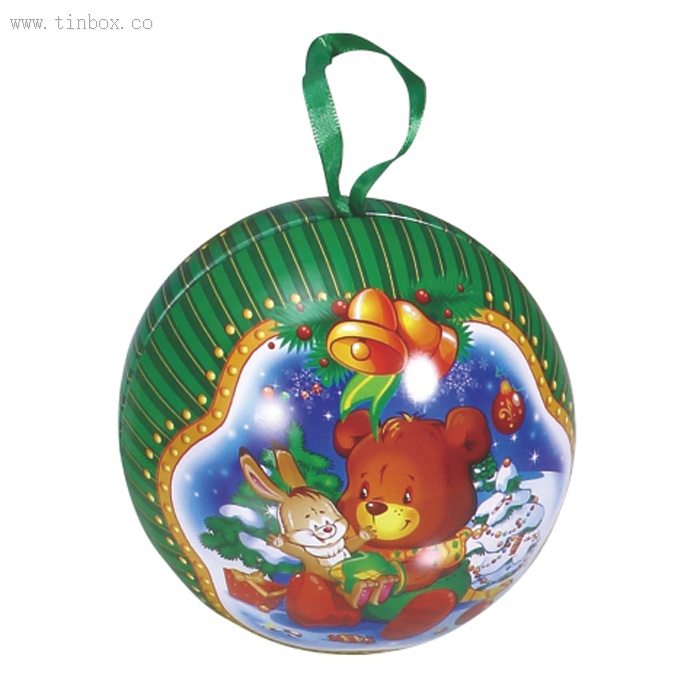 Chocolate Personalized Ball Tin with Silk Ribbon Chocolate Personalized Ball Tin with Silk Ribbon
