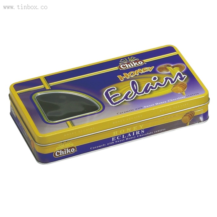 chocolate rectangular tin box with window chocolate rectangular tin box with window