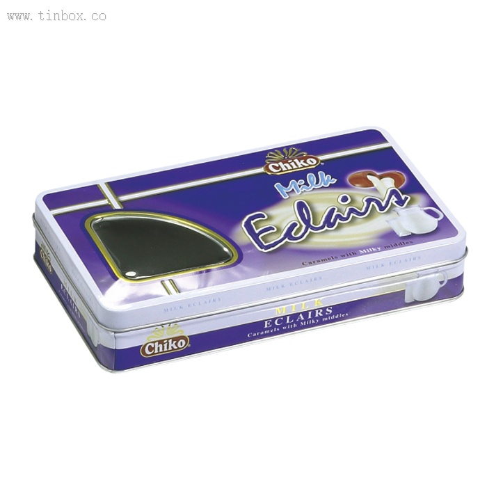 window chocolate rectangular tin box window chocolate rectangular tin box