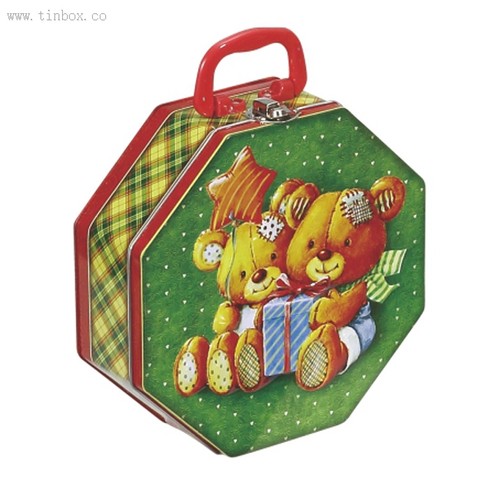 hexagon tea tin box with handle hexagon tea tin box with handle