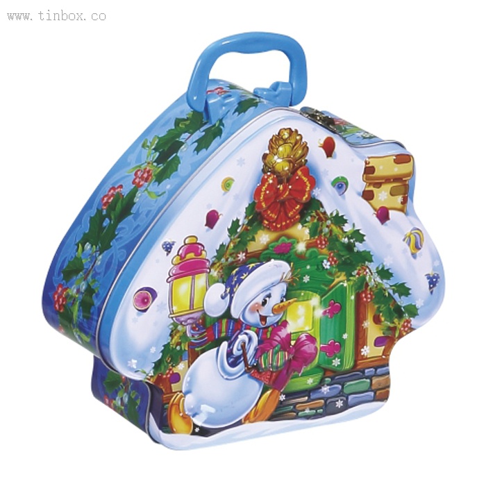 house shaped tea tin box with handle house shaped tea tin box with handle