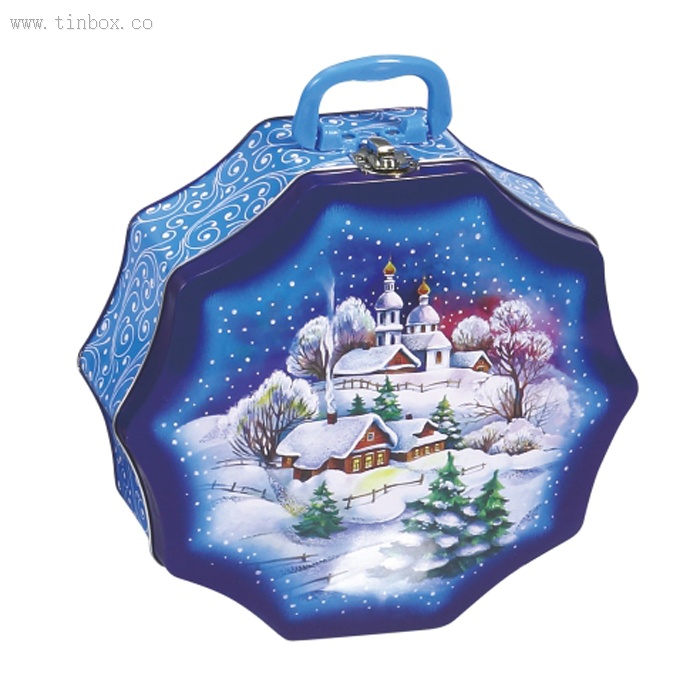flower shaped tea tin box with handle flower shaped tea tin box with handle