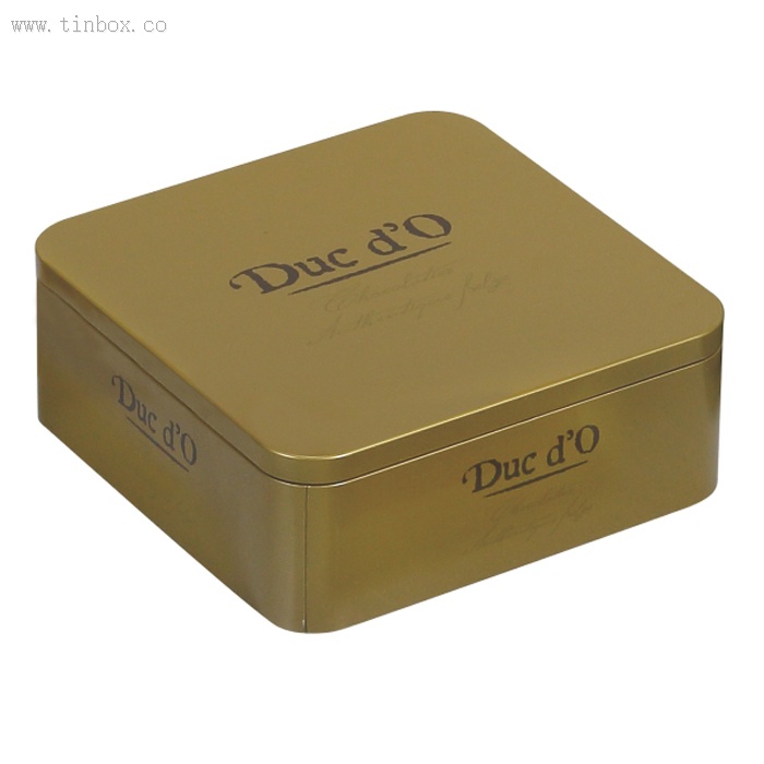 square tea tin box with neck-in body square tea tin box with neck-in body