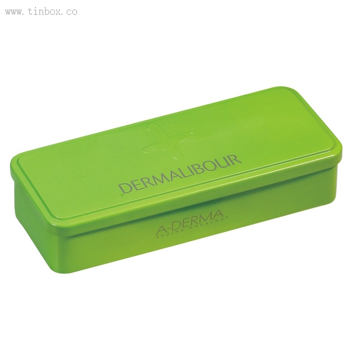 green rectanglar tea tin box green rectanglar tea tin box