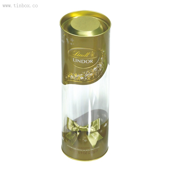 round tea tin box with PVC body and press lid round tea tin box with PVC body and press lid