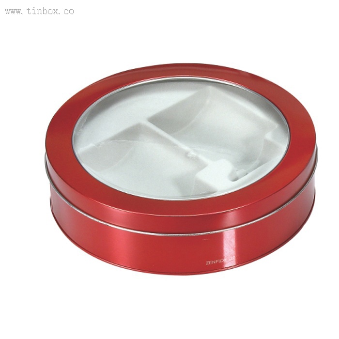 PVC window round cosmetic tin box PVC window round cosmetic tin box