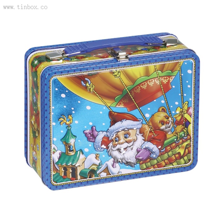 Christmas wine tin box with handle and lock Christmas wine tin box with handle and lock