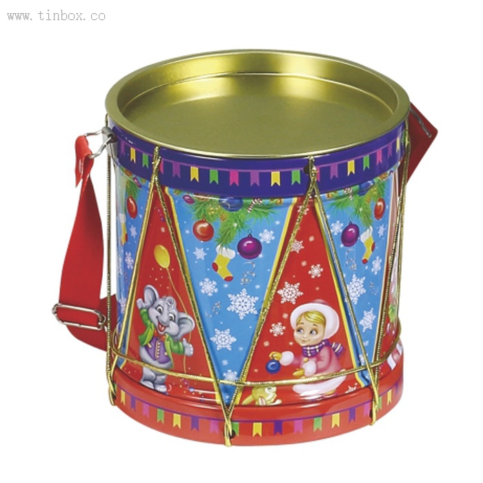Christmas drum shaped wine tin box Christmas drum shaped wine tin box