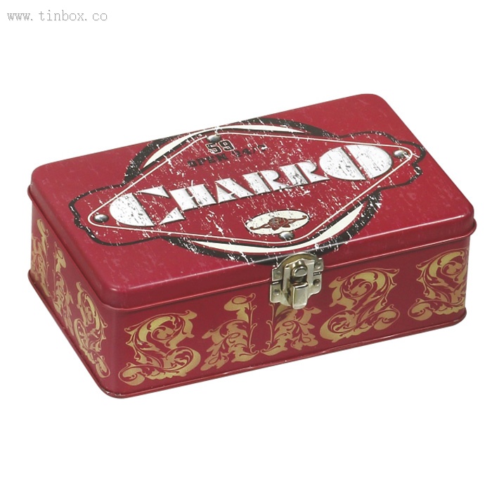vintage rectangle wine tin box with lock vintage rectangle wine tin box with lock