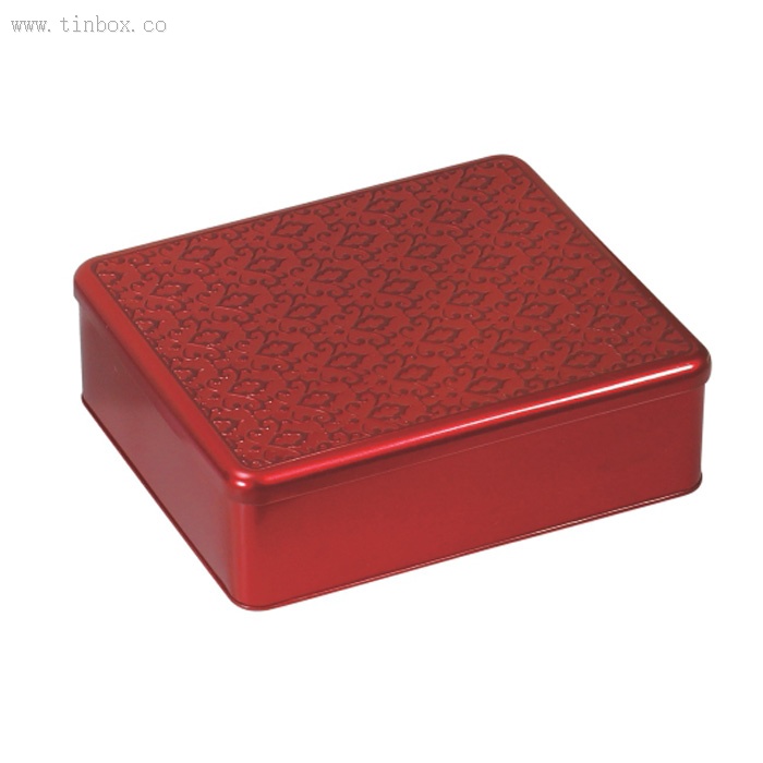 red rectangle wine tin box with embossing red rectangle wine tin box with embossing
