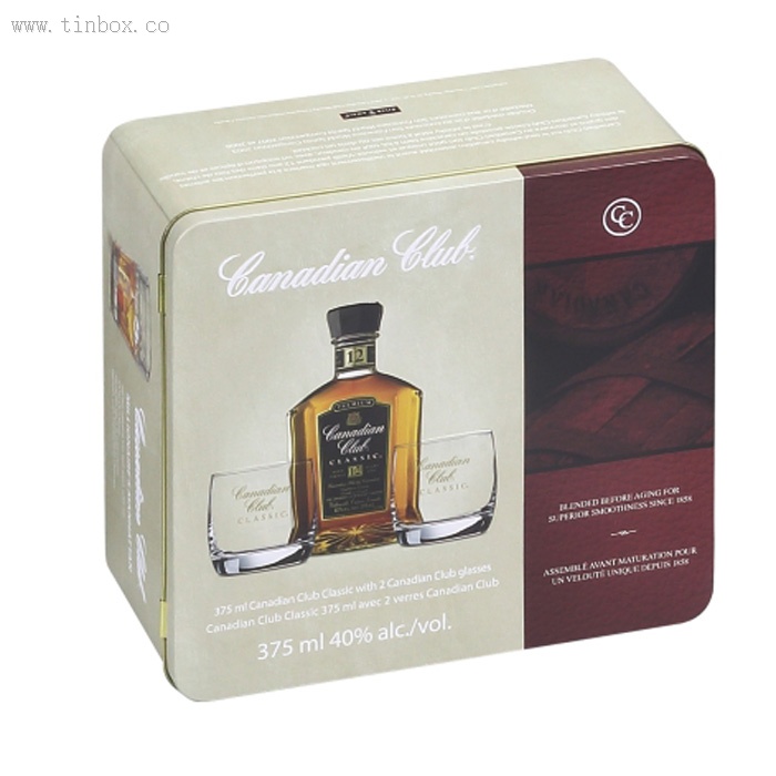 square hinged wine tin box square hinged wine tin box