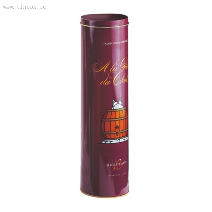 Round wine Tin box with slipped lid Round wine Tin box with slipped lid