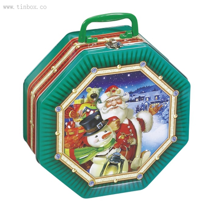 octangle biscuit tin box with handle octangle biscuit tin box with handle