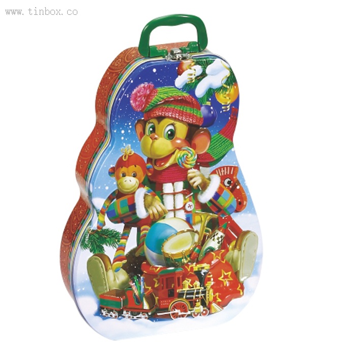 Christmas monkey shaped biscuit tin box Christmas monkey shaped biscuit tin box