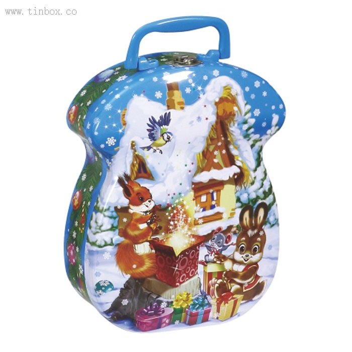 Christmas biscuit tin packaging box with handle Christmas biscuit tin packaging box with handle