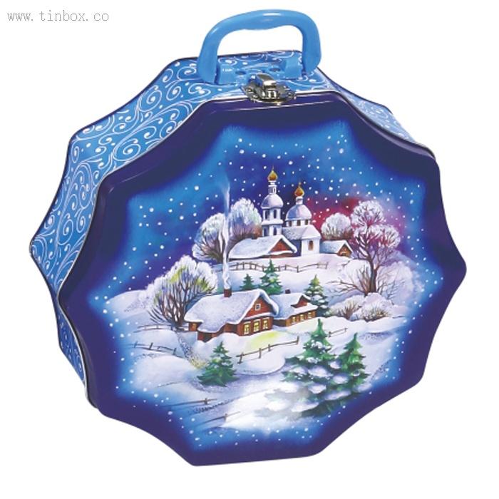 Christmas snowflake shaped biscuit tin box Christmas snowflake shaped biscuit tin box