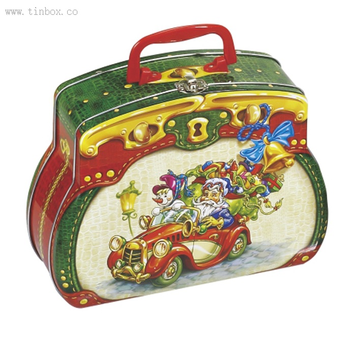 Christmas handbag shaped biscuit tin box Christmas handbag shaped biscuit tin box
