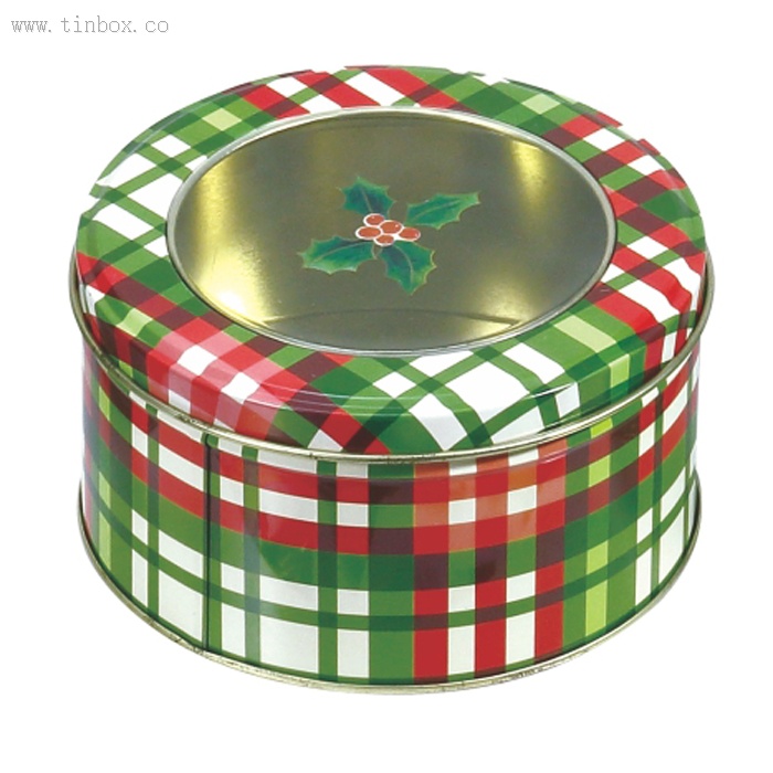 round biscuit gift tin box with window round biscuit gift tin box with window