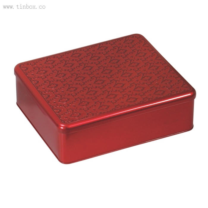 rectangular biscuit tin box with flowers embssing rectangular biscuit tin box with flowers embssing