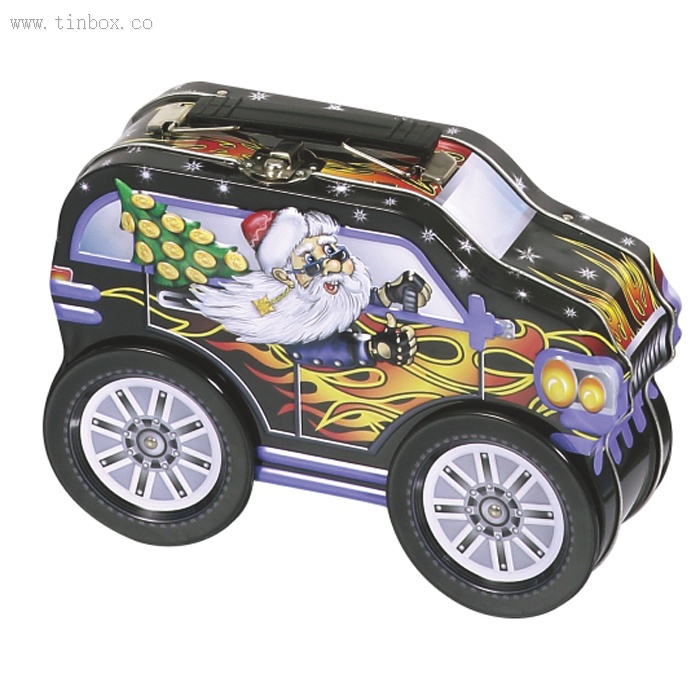 Christmas car tin with handle and lcok Christmas car tin with handle and lcok