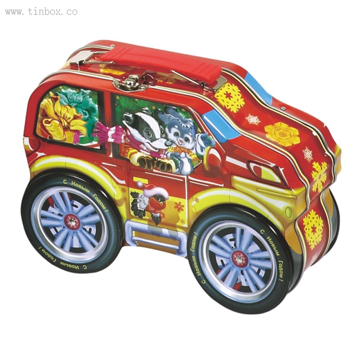 Christmas car tin box with handle and lcok Christmas car tin box with handle and lcok