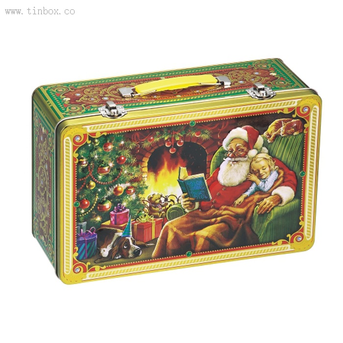christmas tin box with handle christmas tin box with handle