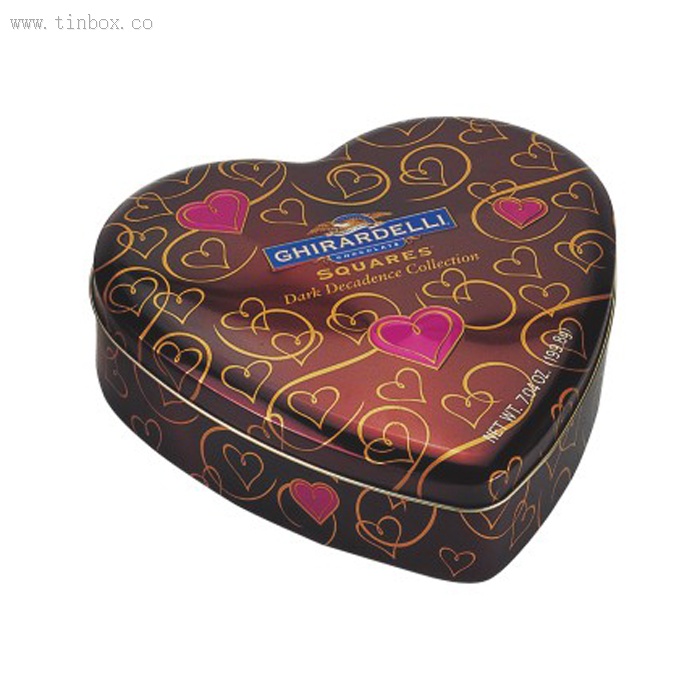 brown GHIRARDELLI heart Valentine Tin Box brown GHIRARDELLI heart Valentine Tin Box