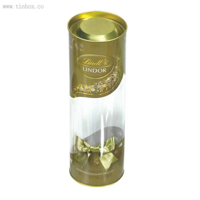 round candy tin with clear body round candy tin with clear body