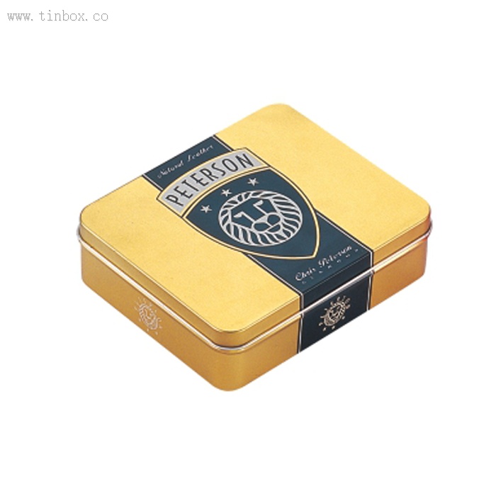 golden rectangular promotional tin box golden rectangular promotional tin box