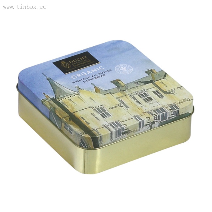DUCHY ORGANIC square biscuit tin box DUCHY ORGANIC square biscuit tin box