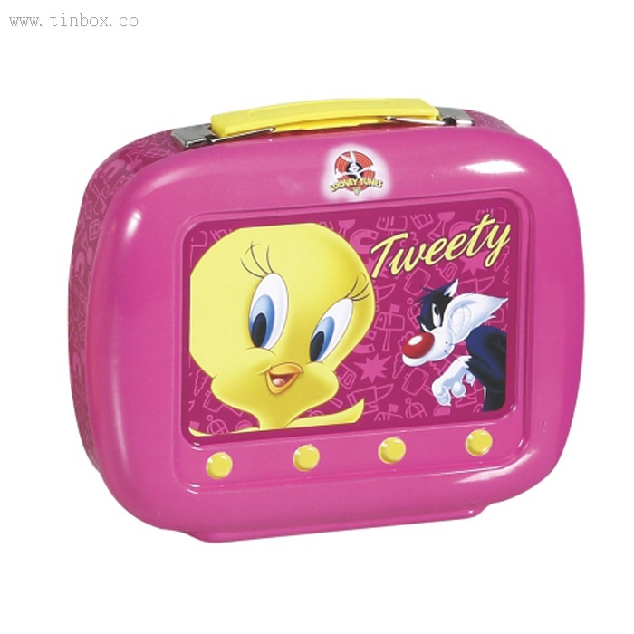 TV shaped candy tin with handle TV shaped candy tin with handle