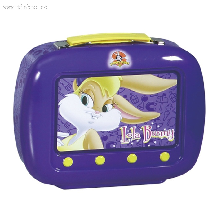 TV candy tin box with handle TV candy tin box with handle