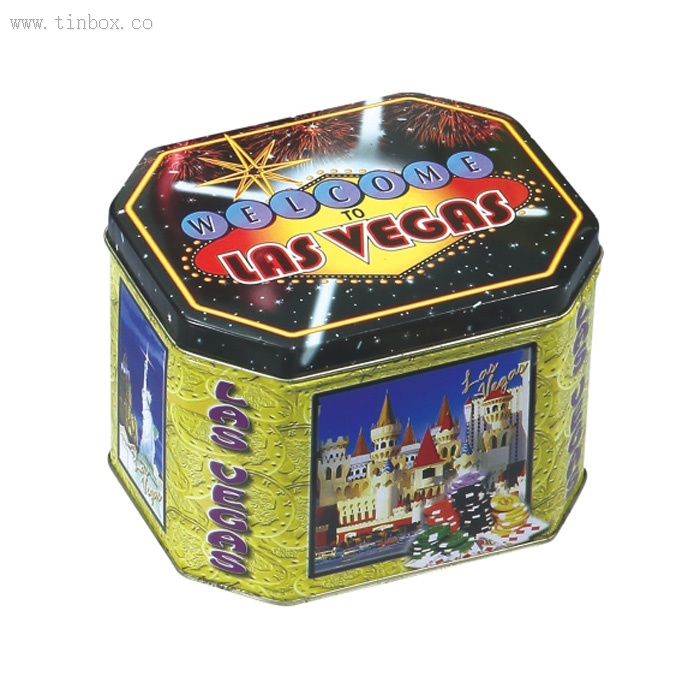 las vegas Octagonal Tin Box for christmas las vegas Octagonal Tin Box for christmas
