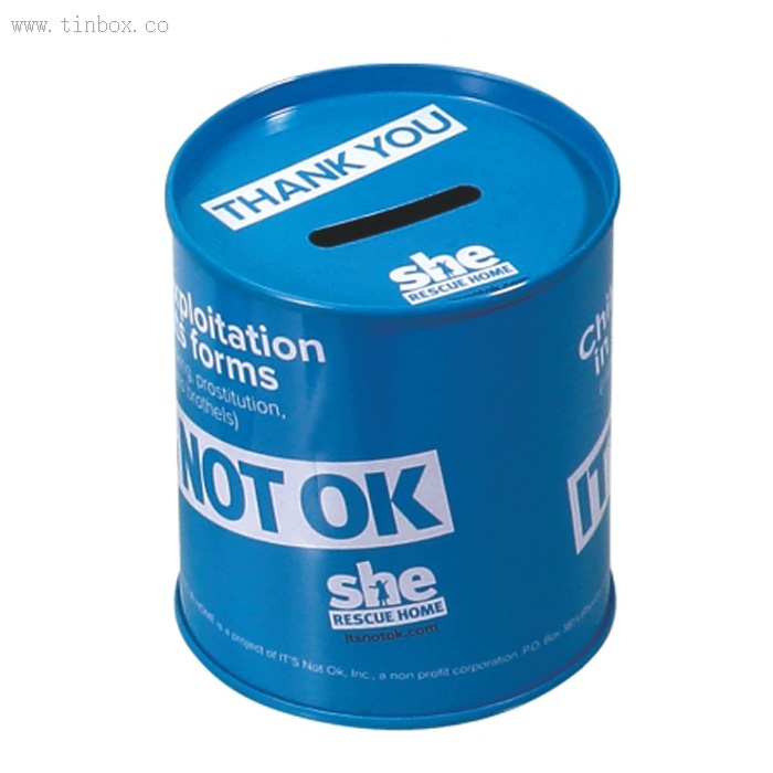 Round Candy Tin Box With Coin Slot Round Candy Tin Box With Coin Slot