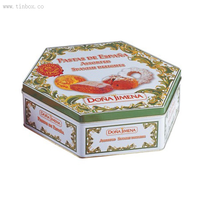 DONA JIMENA PASTAS DE EXPANA Hexagonal Tin Box DONA JIMENA PASTAS DE EXPANA Hexagonal Tin Box