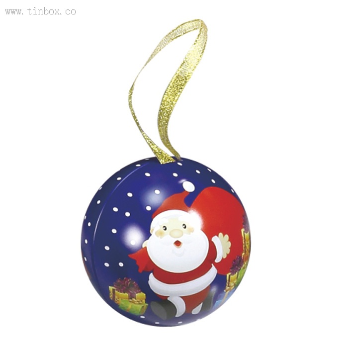 Decorative Personalized Ball Tin with Silk Ribbon Decorative Personalized Ball Tin with Silk Ribbon