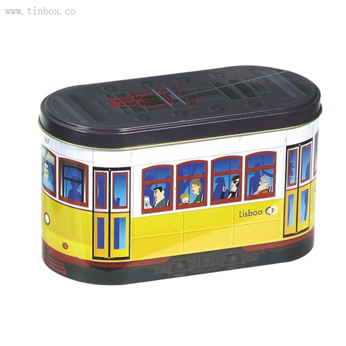 Lisbon Portugal Streets Bus shaped tin box Lisbon Portugal Streets Bus shaped tin box