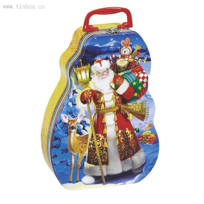 hinged christmas candy tin box with handle and lock hinged christmas candy tin box with handle and lock