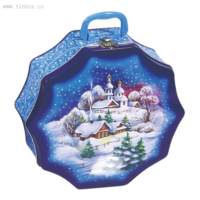hinged flower shaped candy tin box with handle and lock hinged flower shaped candy tin box with handle and lock