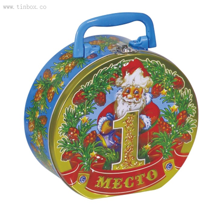 round candy tin box with handle and lock round candy tin box with handle and lock