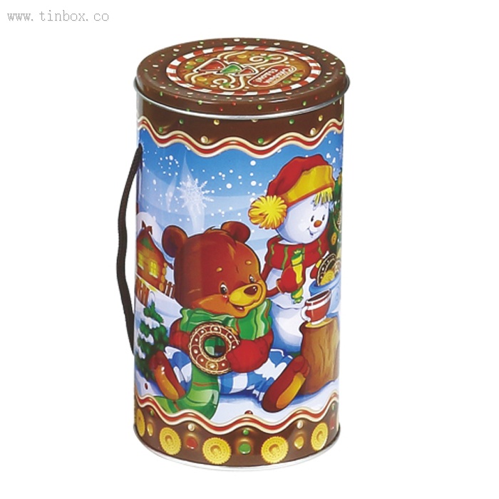 round handle candy tin box round handle candy tin box