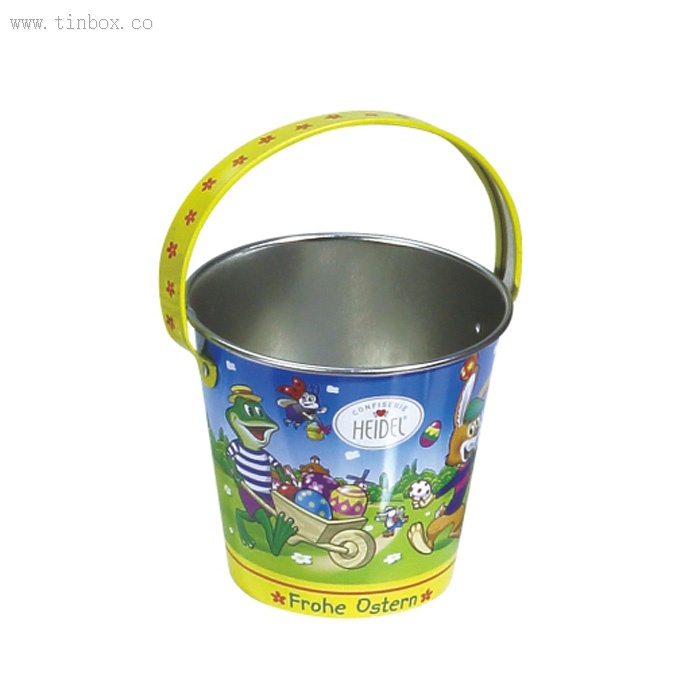 HEIDEL Frohe Ostern easter tin bucket HEIDEL Frohe Ostern easter tin bucket