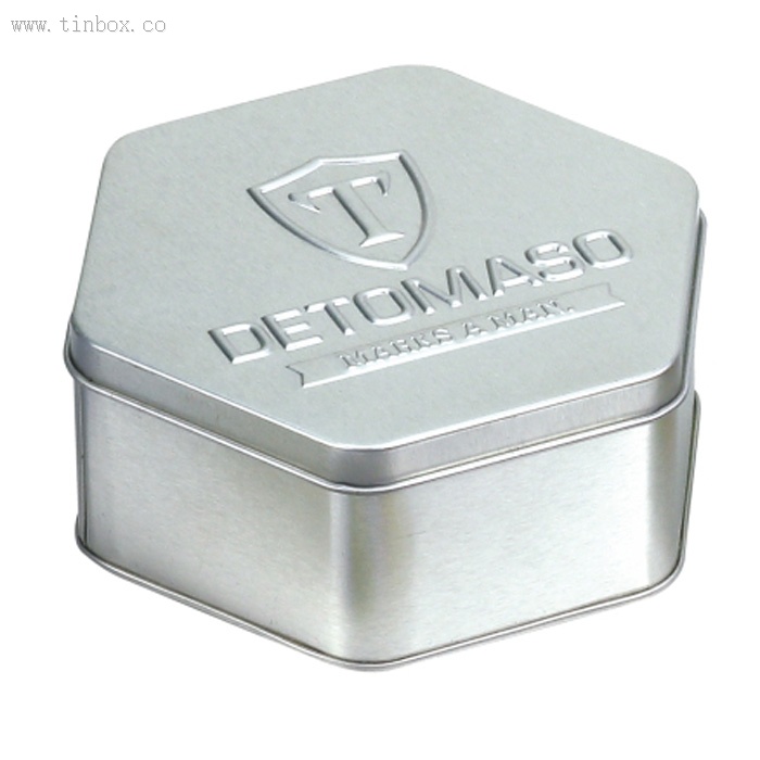 silver hexagon candy tin silver hexagon candy tin