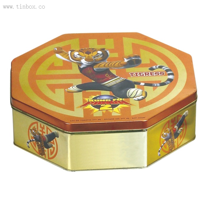 Kung Fu panda octagon candy tin box Kung Fu panda octagon candy tin box