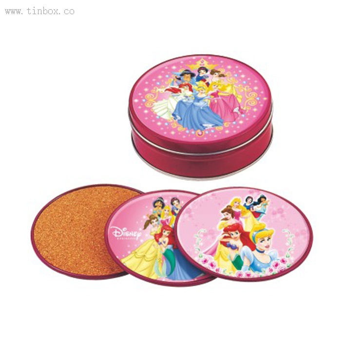 Round tin coaster with cork Round tin coaster with cork