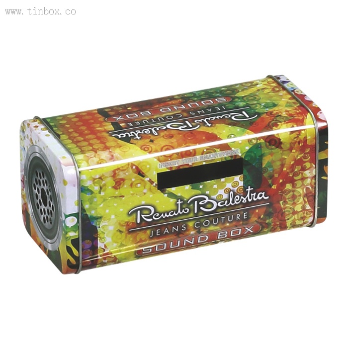 Square Candy Tin Box With Coin Slot Square Candy Tin Box With Coin Slot