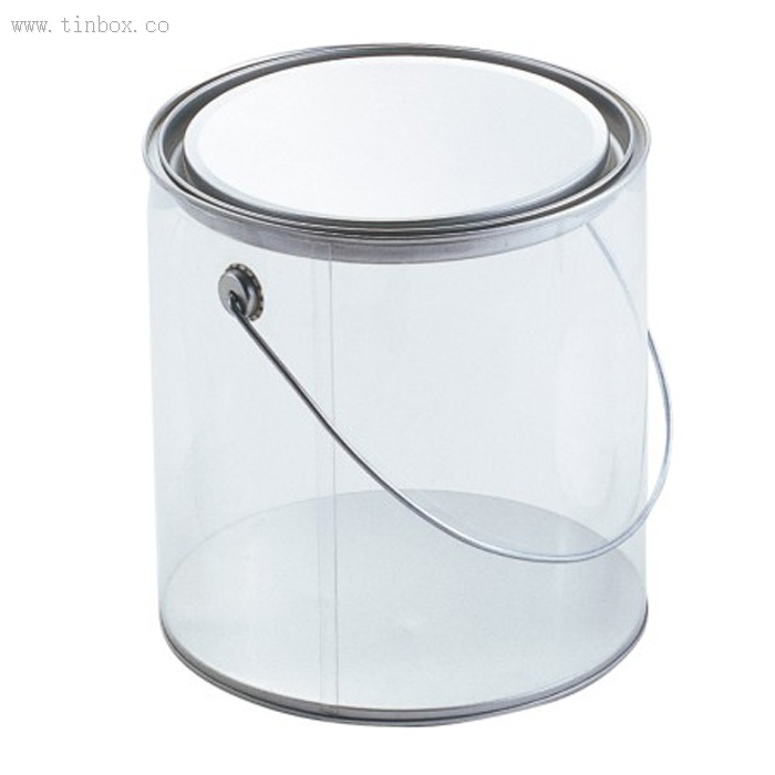 Round Clear PVC Sided Tin bucket Round Clear PVC Sided Tin bucket