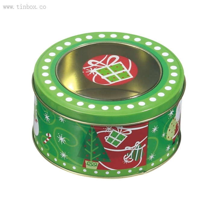 Christmas round window tin box Christmas round window tin box