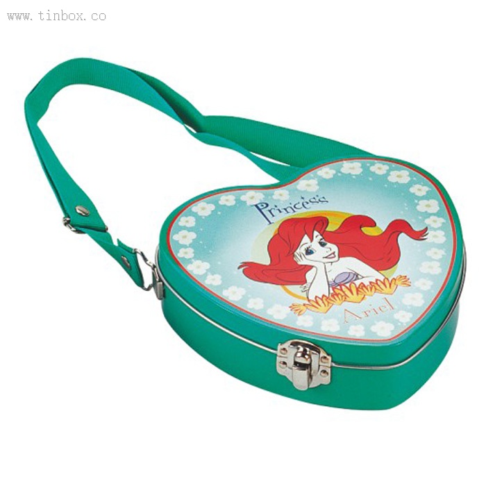Disney heart shaped handle tin box Disney heart shaped handle tin box